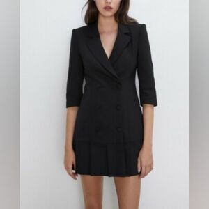Zara Black Tailored Blazer Dress with Structured Fit